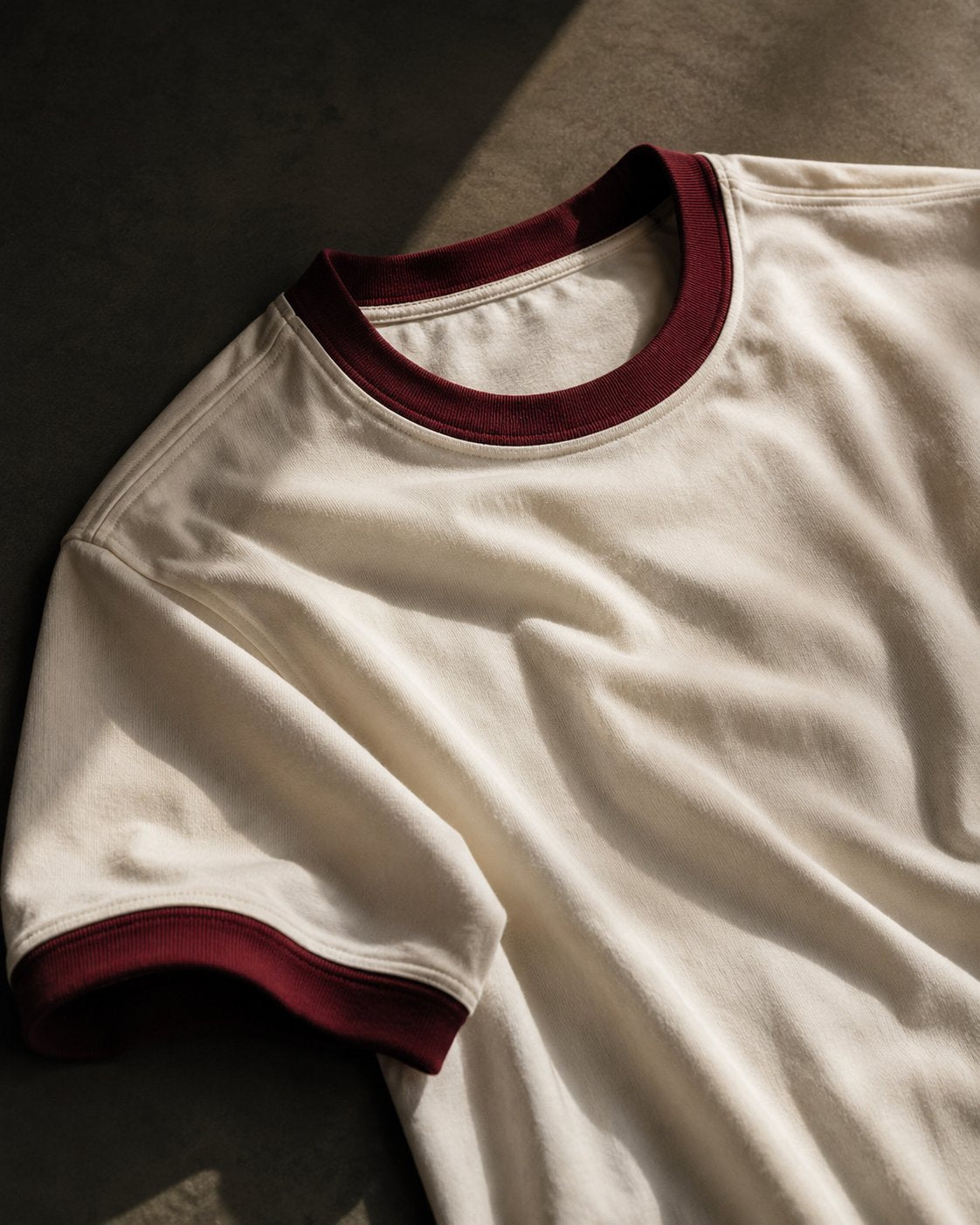 BASE Ringer Tee - Off White & Maroon