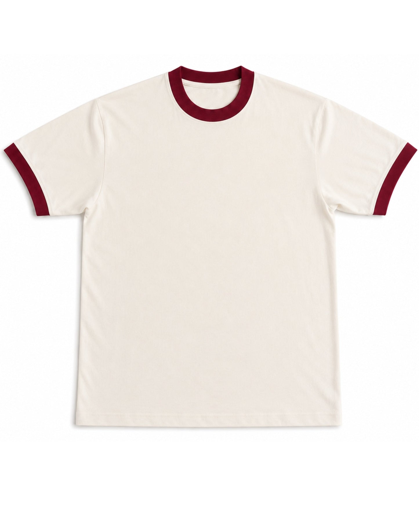 BASE Ringer Tee - Off White & Maroon
